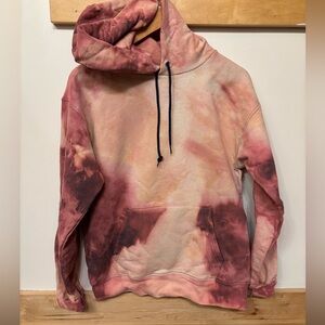 Hanes Pink and Maroon reverse dye Tie-Dye Hoodie